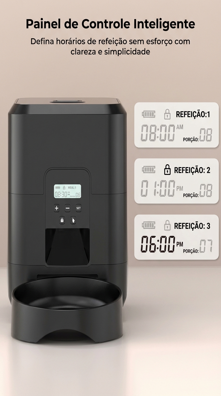 alimentador automático inteligente para animais de estimação (ideal para quem viaja muito!)